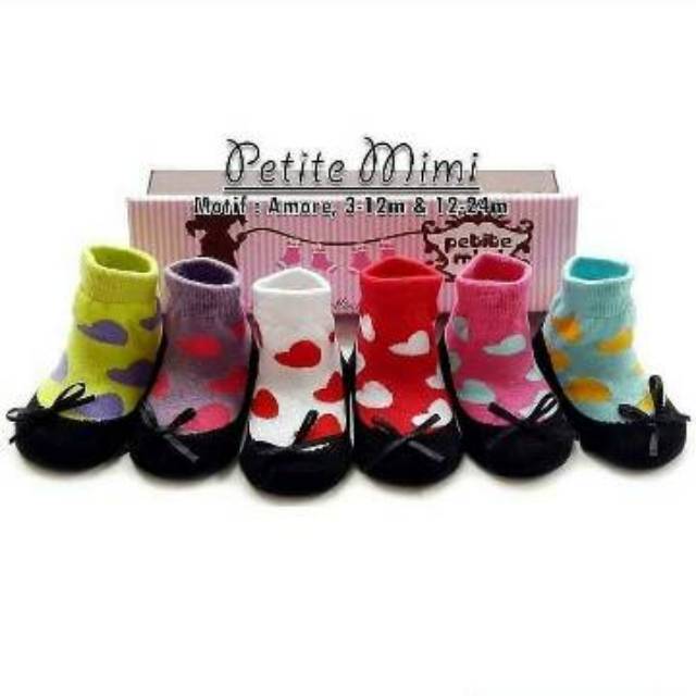 Kaos Kaki Bayi Baby Socks Petite Mimi Box Isi 6pcs 0 3 6 9 12 24 Bulan 1 2 Tahun