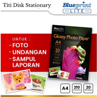 

Kertas Foto Glossy Photo Paper Poto BLUEPRINT Lite A4 - 10R 210 Micron