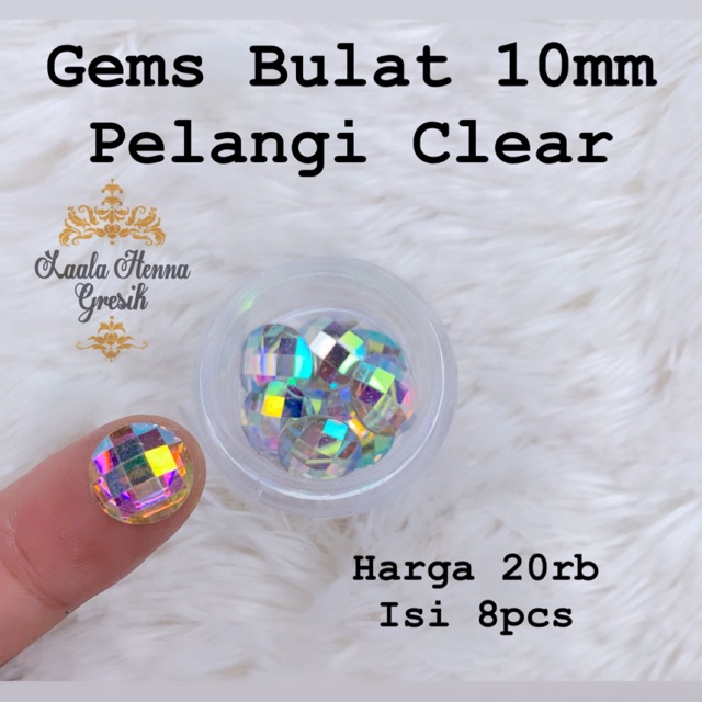 

Gems Bulat 10mm Pelangi Clear