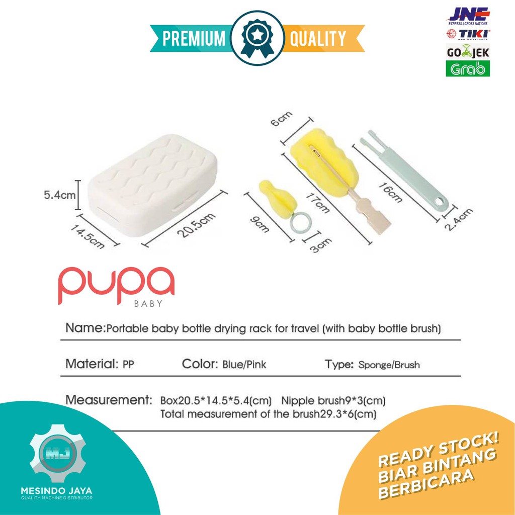 Travel Drying Rack Sikat Botol PUPA Pengering Botol Susu Bayi Lengkap!