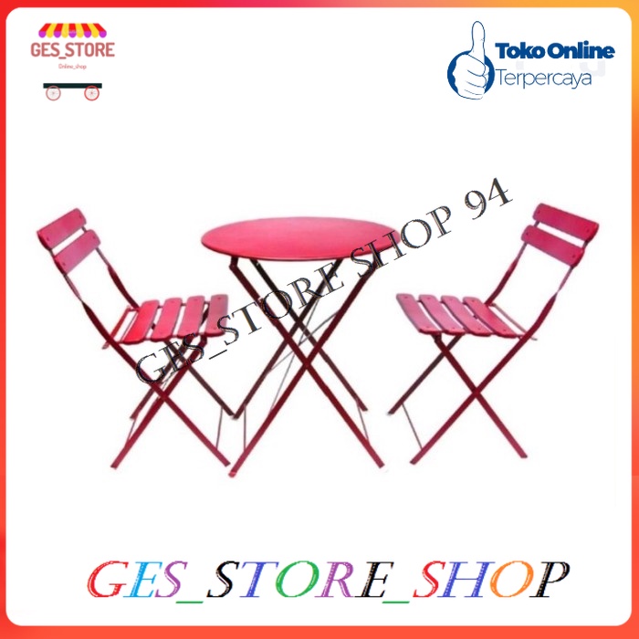 Set Kursi dan Meja Kursi Lipat Meja Lipat set kursi dan meja taman - Hitam, 42x45x80 CM