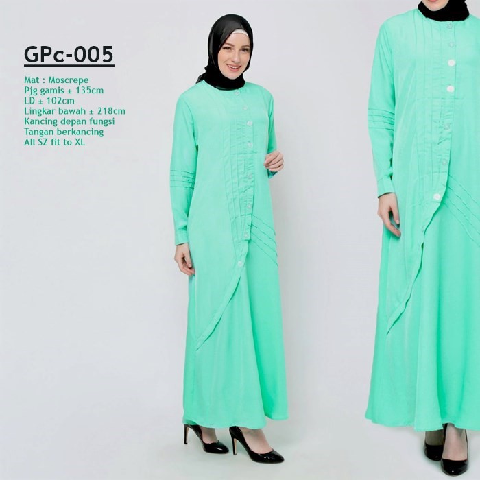 Gamis Polos Rempel Terbaru bahan Moscrepe kode GPc