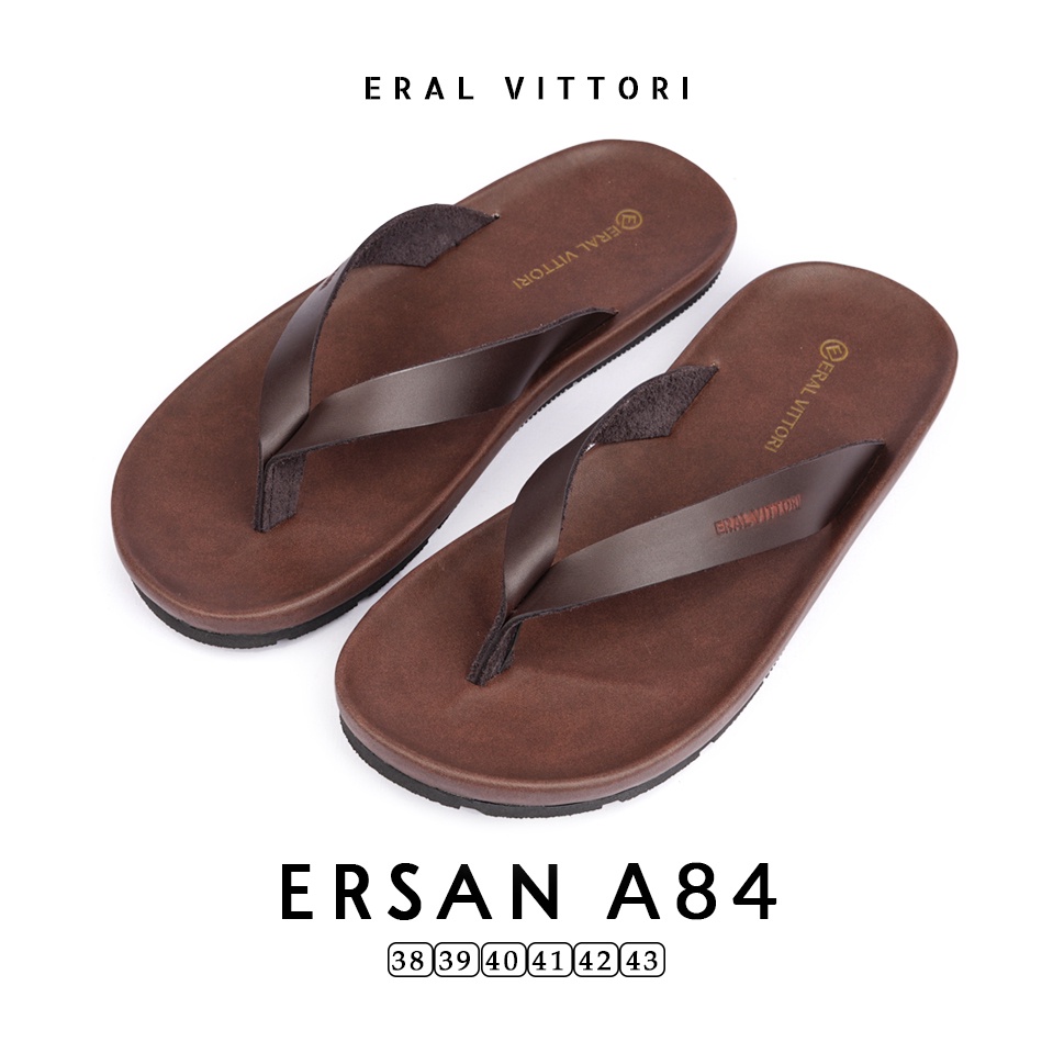 Eral Vittori - Ersan A84 Sandal Pria Kulit Harian Santai Coklat