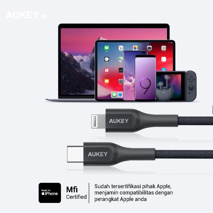 AKN88 -AUKEY CB-AKL3 - IMPULSE TITAN CL - USB-C to Lightning Cable - 1.2M