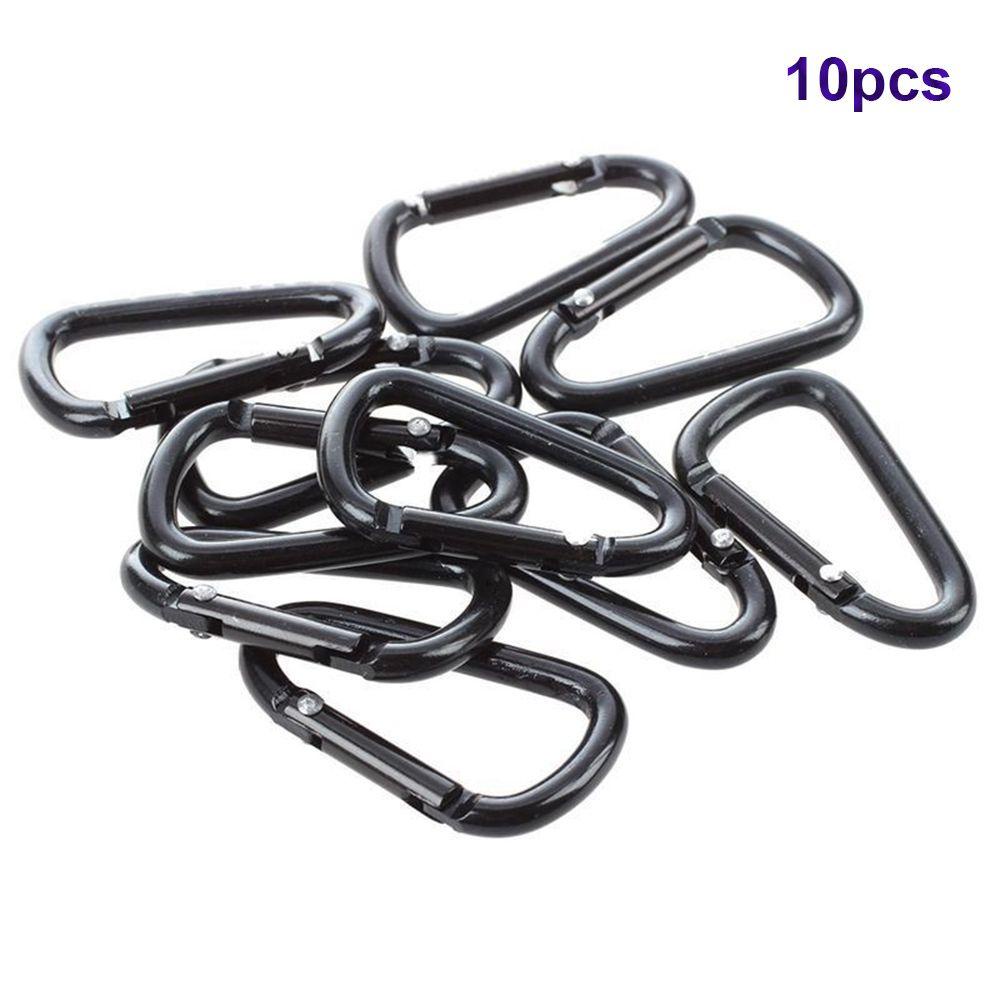 Nickolas1 Gantungan Kunci 10pcs Tas Ransel Praktis Bahan Aluminium Alloy Carabiner Berbentuk D Hitam