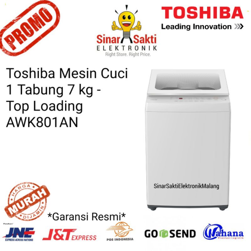 Toshiba Mesin Cuci 1 Tabung 7 kg AW K801AN Top Loading AWK801AN 7kg Malang