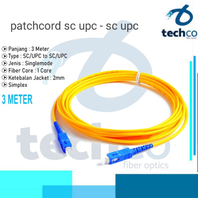 PATCHCORD CABLE  SC to SC SIMPLEX 3 meter/patchcord Sc 2mm