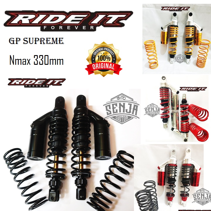 shok variasi yamaha nmax/pcx hitam gold/GP supreme ride it hitam dan grey