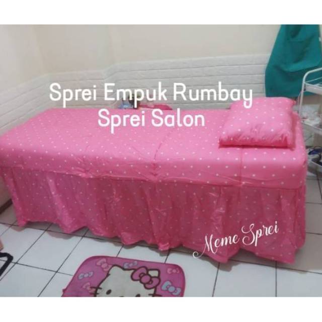 Sprei Salon Bonus Bantal | Sprei Isi Dakron EMPUK Rumbai Facial Salon Eyelash Bed Sheet