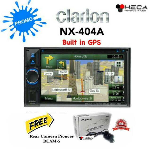 Paket Clarion NX-404A GPS Head Unit Tape NX 404A Double din NX404A Audio Mobil + Rear Camera Pioneer