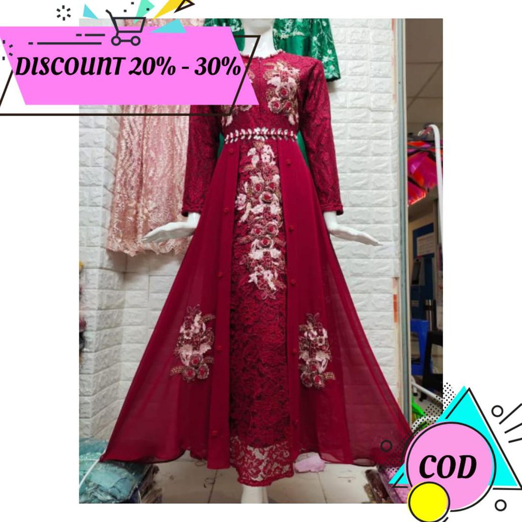 (BAYAR DITEMPAT) GAMIS NAILA BROKAT BUSUI JUMBO /GAMIS PESTA MUSLIMAH PREMIUM BROKAT CANTIK AA1302
