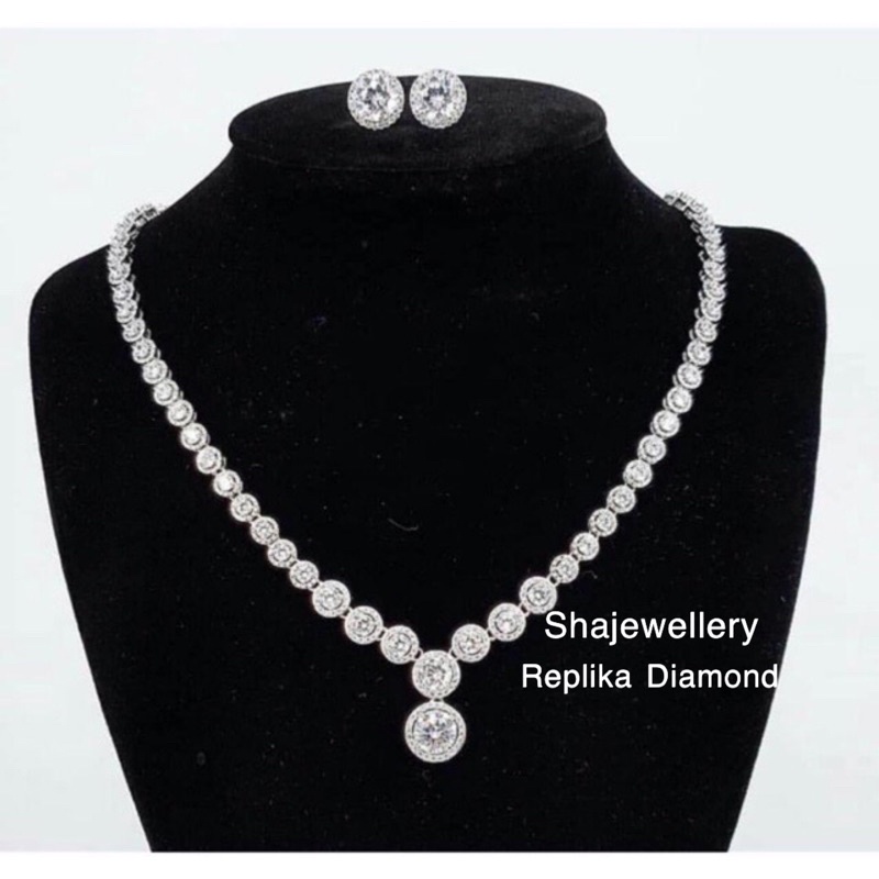 Set Perhiasan Replika Berlian Eropa Mewah Set Replika Berlian Mewah Set Perhiasan Hadiah Wanita