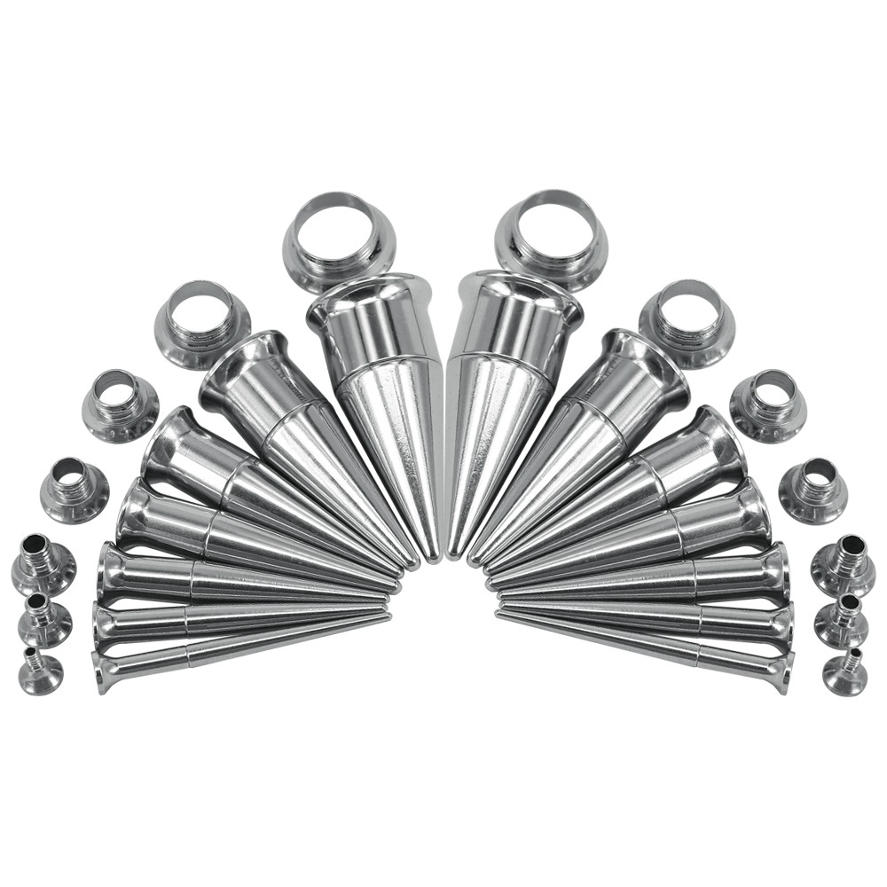 Ear Plug Pembesar Lubang Tindik Telinga Bahan Stainless Steel Warna Silver