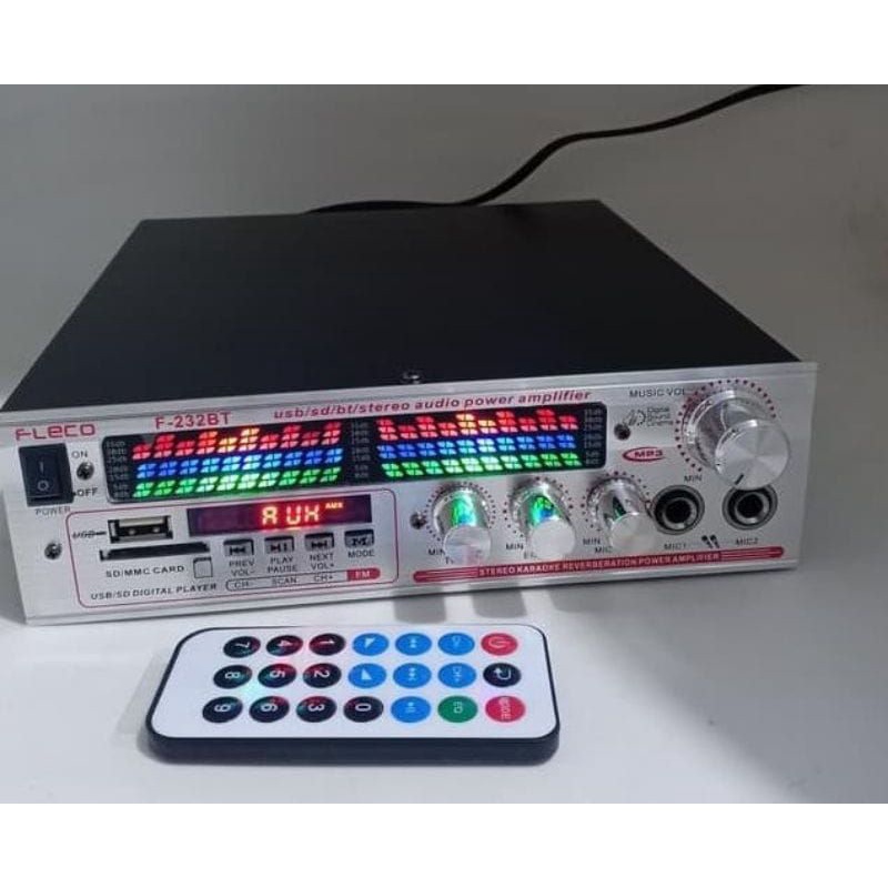 Power Amplifier Wireless Fleco F-232BT Ampli Blueooth AC DC Radio