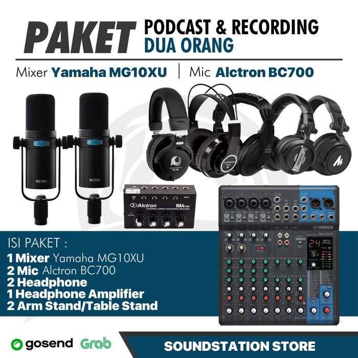 PAKET PODCAST 2 ORANG ALCTRON BC700 + YAMAHA MG10XU + HEADPHONE