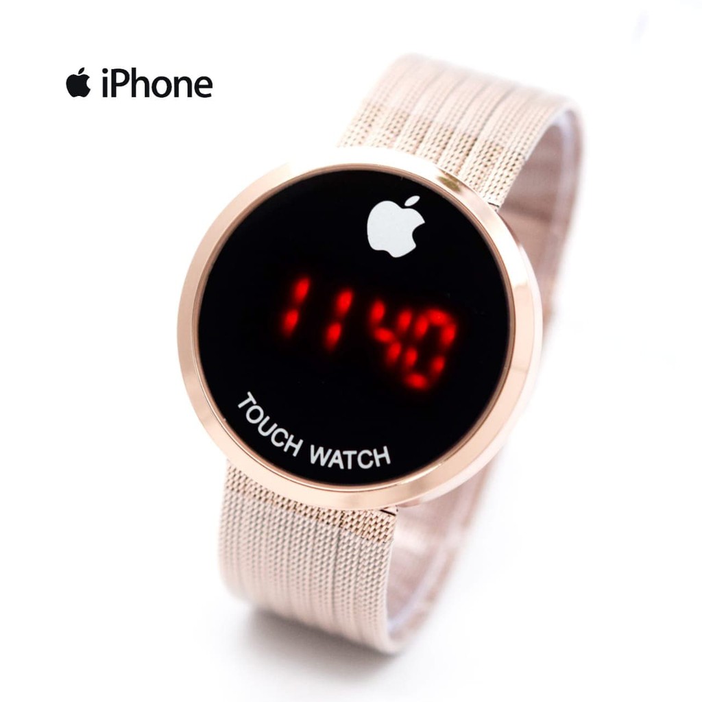Esquel Yirga Alem Jam Tangan Pria / Cowok Iphone Watch LED Bulat Pasir RoseGold