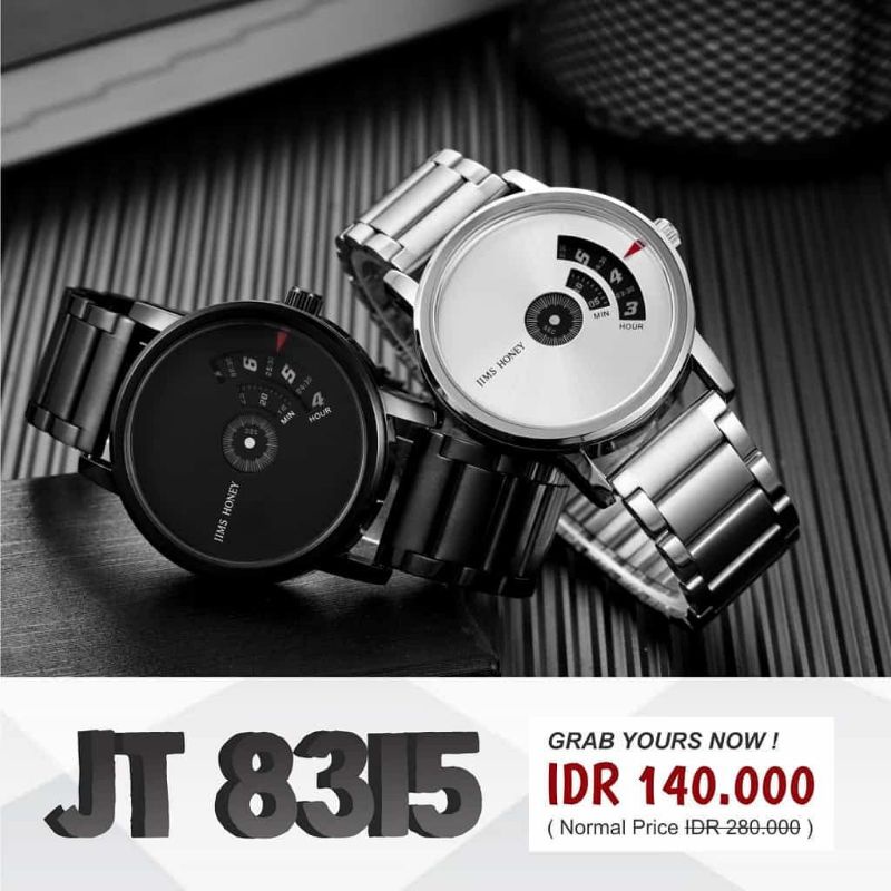 Jims Honey - Jam Tangan Pria Jam Tangan Cowok Rantai Kode 8315