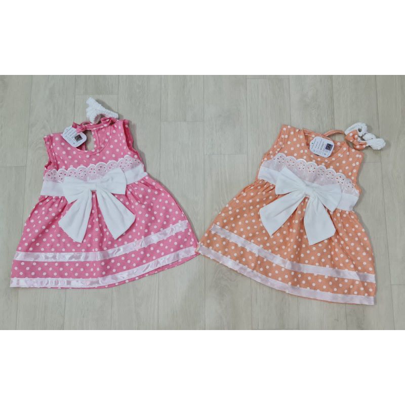 baju bayi perempuan dress PITA + BANDANA baby girl