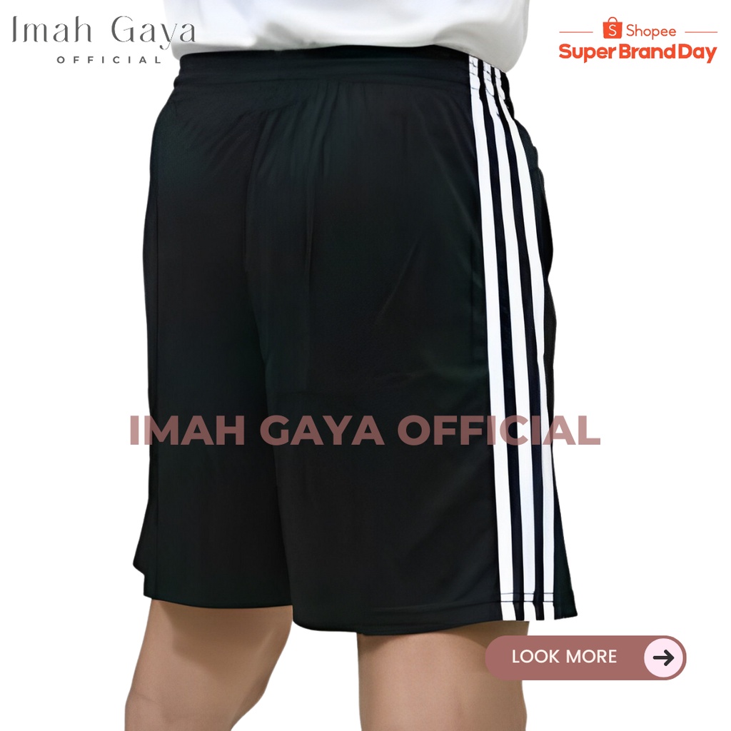 Celana Training Pendek Ukuran Standar &amp; Jumbo BB 35-100 KG  Strip polos