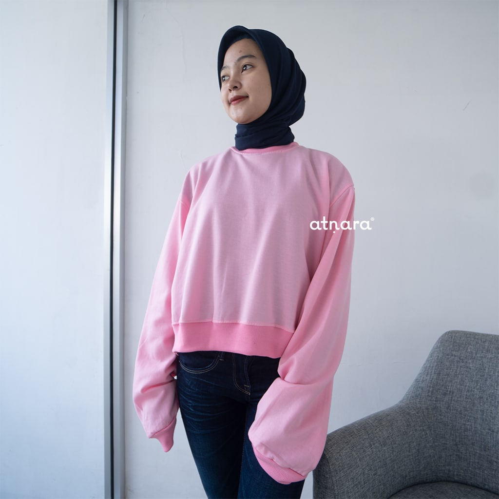 Nara Grosir - Kawaii Oversize l Sweater Crop Wanita