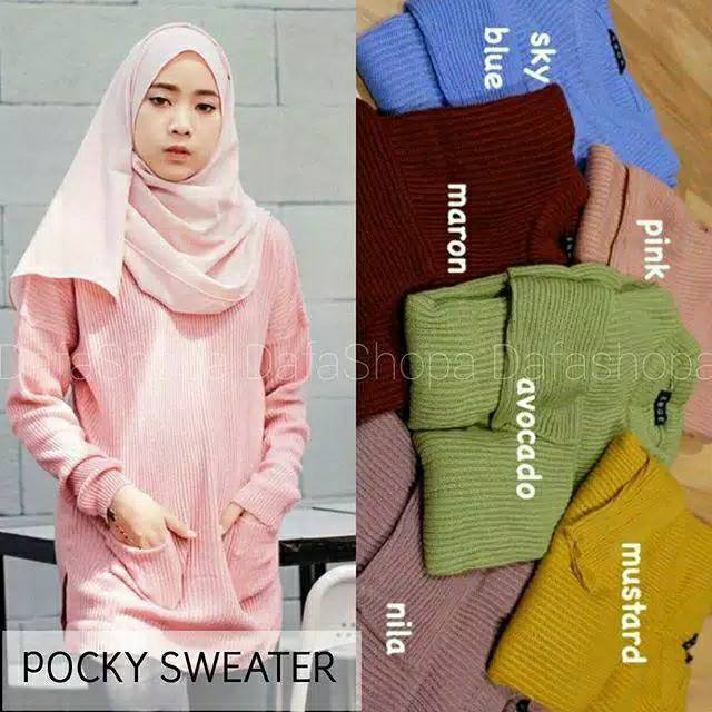 Baju Atasan Wanita Oversize POCKY SWEATER Sweater Rajut Jumbo Bluse Rajut