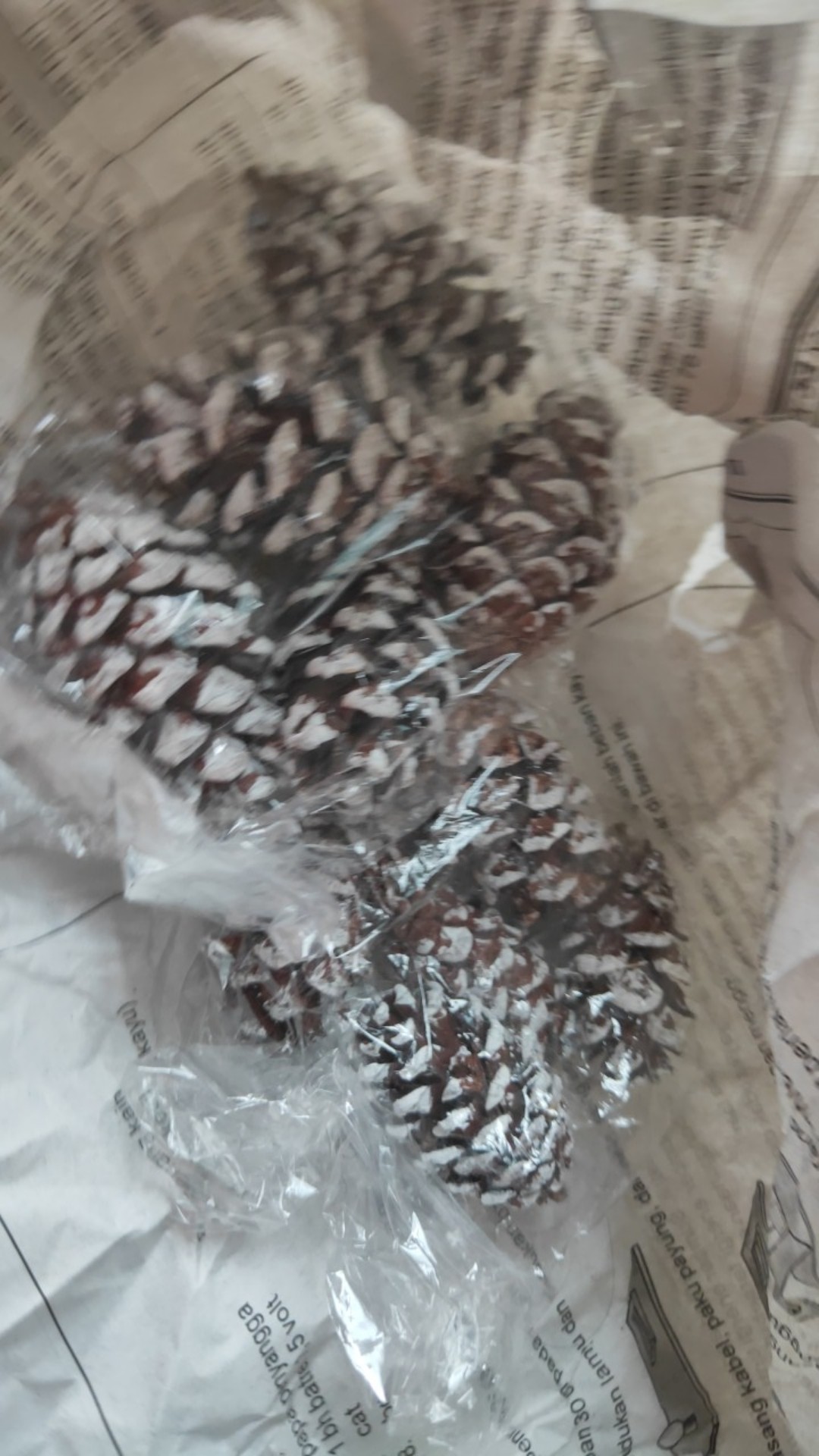 Bunga Pinus Salju Bunga Pinus Kering Putih Salju Hiasan Pohon Natal Dekorasi Natal