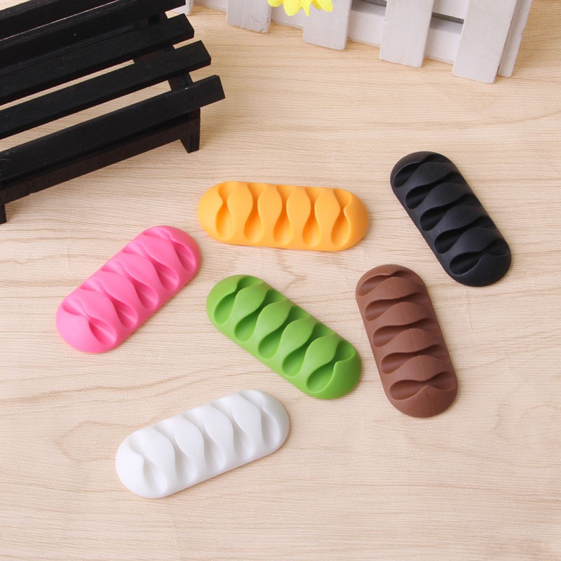 CRE❤ 5-Clip Earphone Cable Winder Organizer Charger TPR Holder Fixing Device