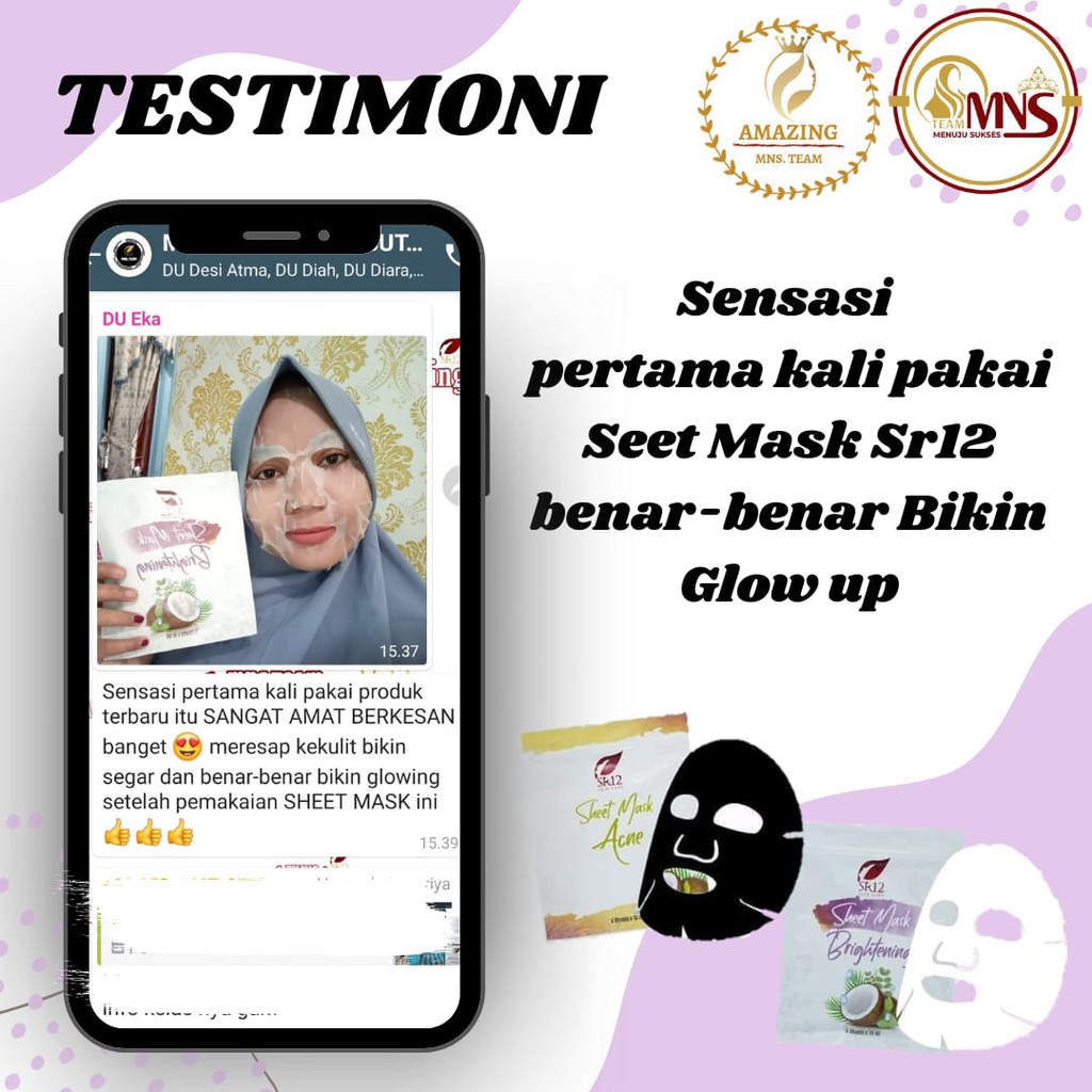 SHEET MASK ACNE SR12 BPOM / MASKER WAJAH PENGHILANG JERAWAT / MASKER JERAWAT