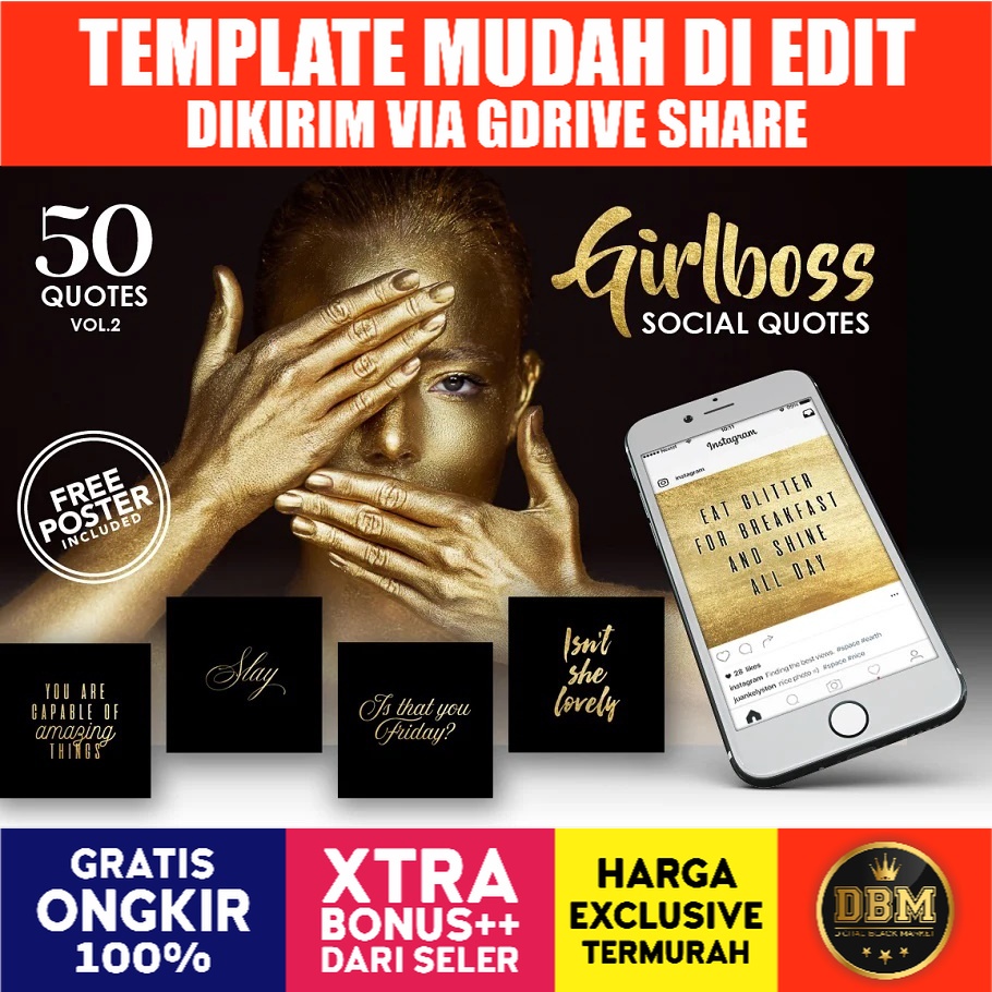 Gold Girl Boss Social Quotes Vol 2 - JPEG Ultra HD