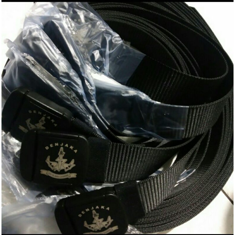 Gesper/Sabuk Ikat Pinggang Hitam Laser Logo Custom Denjaka