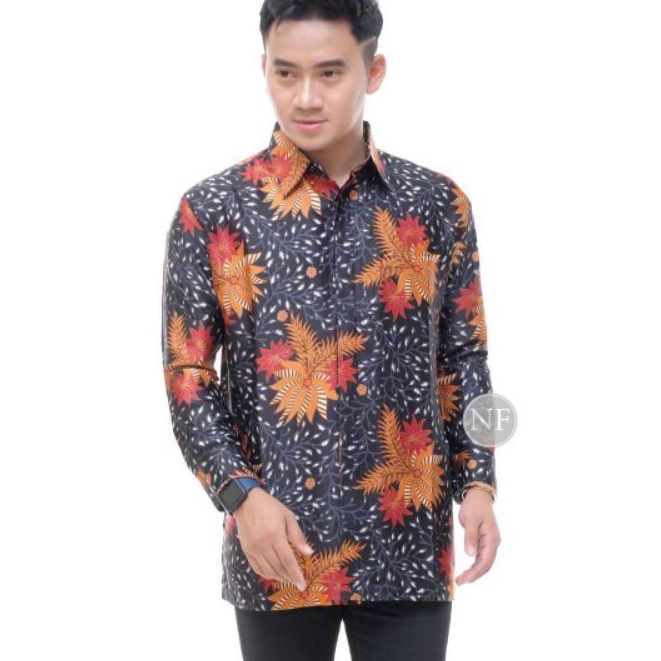 KEMEJA BATIK BAHAN SEMI SUTRA SUPER BERFURING LENGAN PANJANG BATIK - BATIK SUTRA BATIK PEKALONGAN
