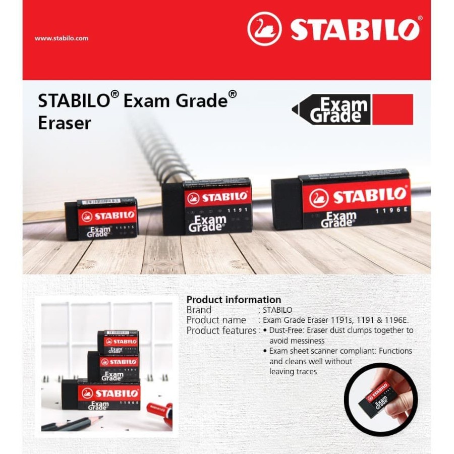 Penghapus / Eraser Stabilo Exam Grade Besar 1196E - Satuan