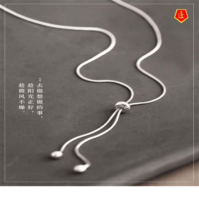 [Ready Stock]Korean Style Light Luxury Personality S925 Silver Necklace Women's Simple