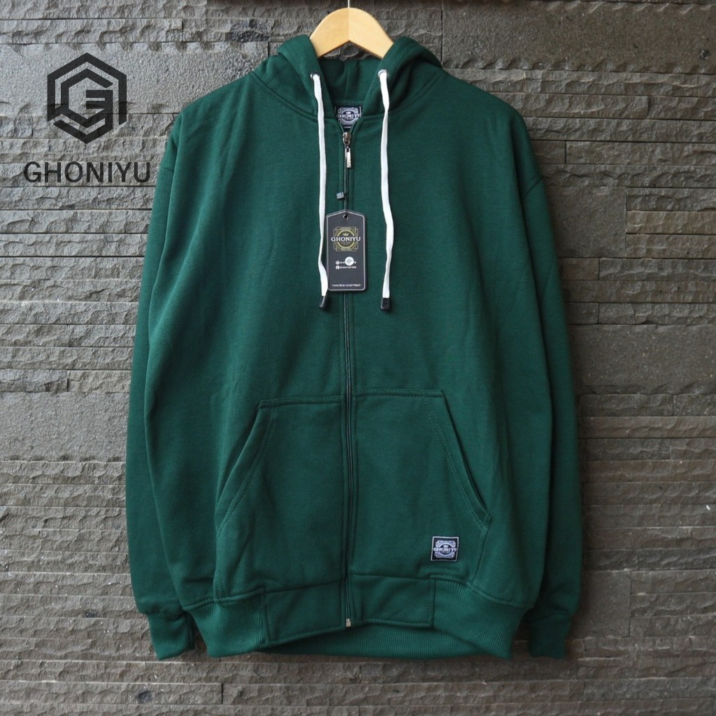 JAKET ZIPPER HOODIE POLOS/KOMBINASI ORIGINAL GHONIYU JUMBO