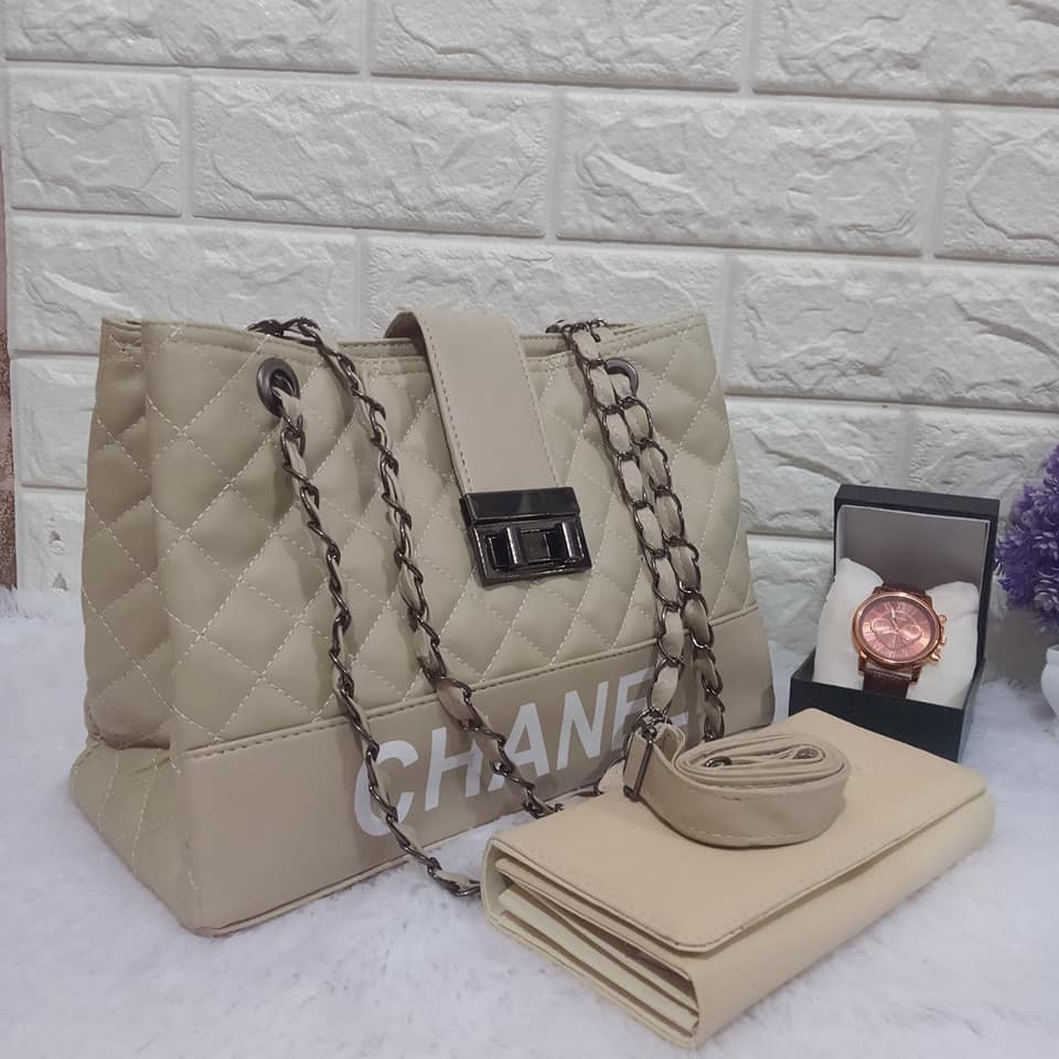 paket tas selempang wanita 3in1 estrela tas jam dompet