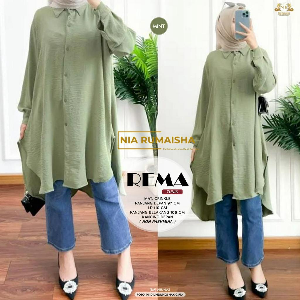 Rema Tunik Atasan Crinkle Airflow Kancing Depan Original Produk By Nia Rumaisha