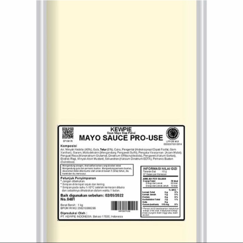 

Kewpie mayo pro use 1kg / mayonaise original