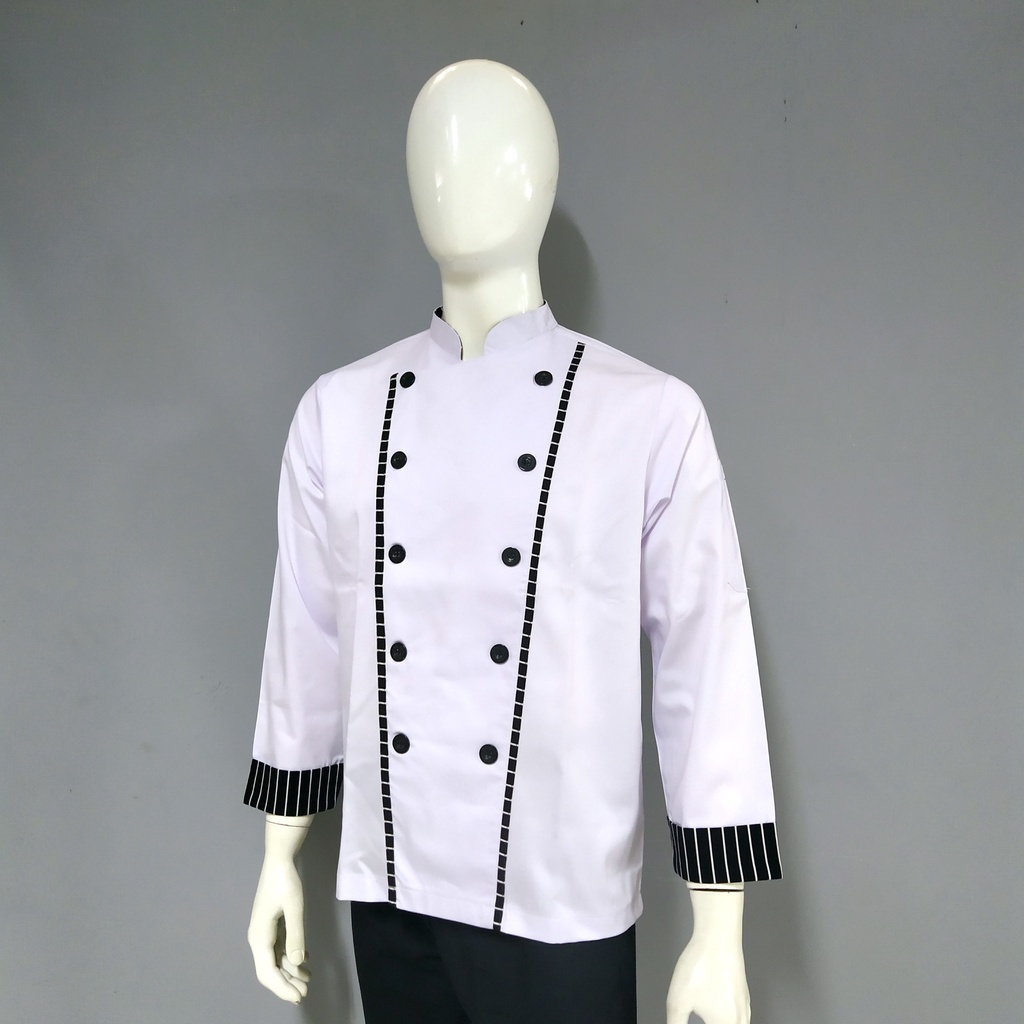 Chef Wear Baju Koki LS Putih STRIPE Ads