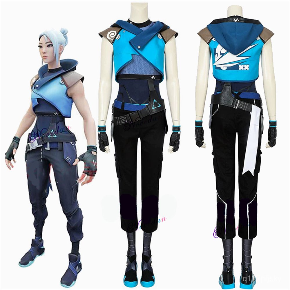 Game Valorant Jett Cosplay Costume Jett Jacket Coat Shoes For Women Girls Fancy Carnival Party Suit