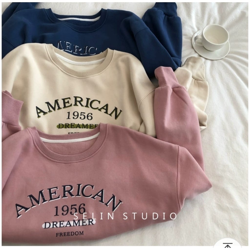 sweater croope wanita - AMERICAN FREEDOOM CROOPE SWEATER - sweater wanita casual
