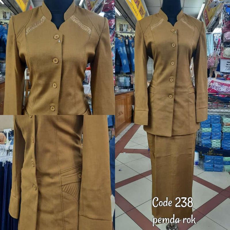 Blazer Pemda Wanita Setelan PNS Khaki Coklat ASN