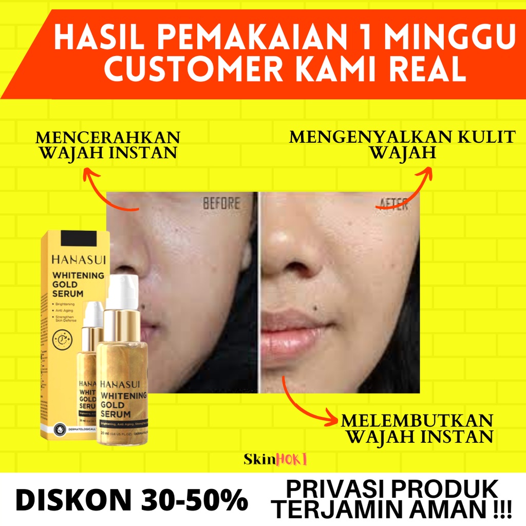 SERUM WAJAH GLOWING PEMUTIH WAJAH SERUM HANASUI GOLD WHITENING VIT C 20ml PENGHILANG KERUTAN DIWAJAH ORIGINAL BPOM