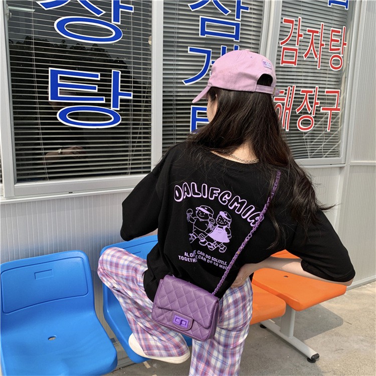 [littlecrab] Kaos Oversize Kaos Couple T-shirt Lilac Hitam OALIFCMIA Double Eskrim Kaos Tumblr Korean Style