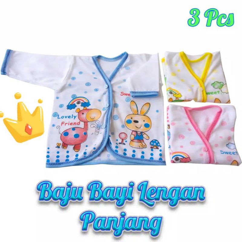 3Pcs Baju Bayi lengan Panjang newborn baju Panjang