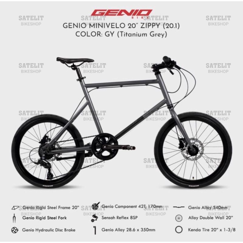 Sepeda Minivelo Genio Zippy Ukuran 20 Inch