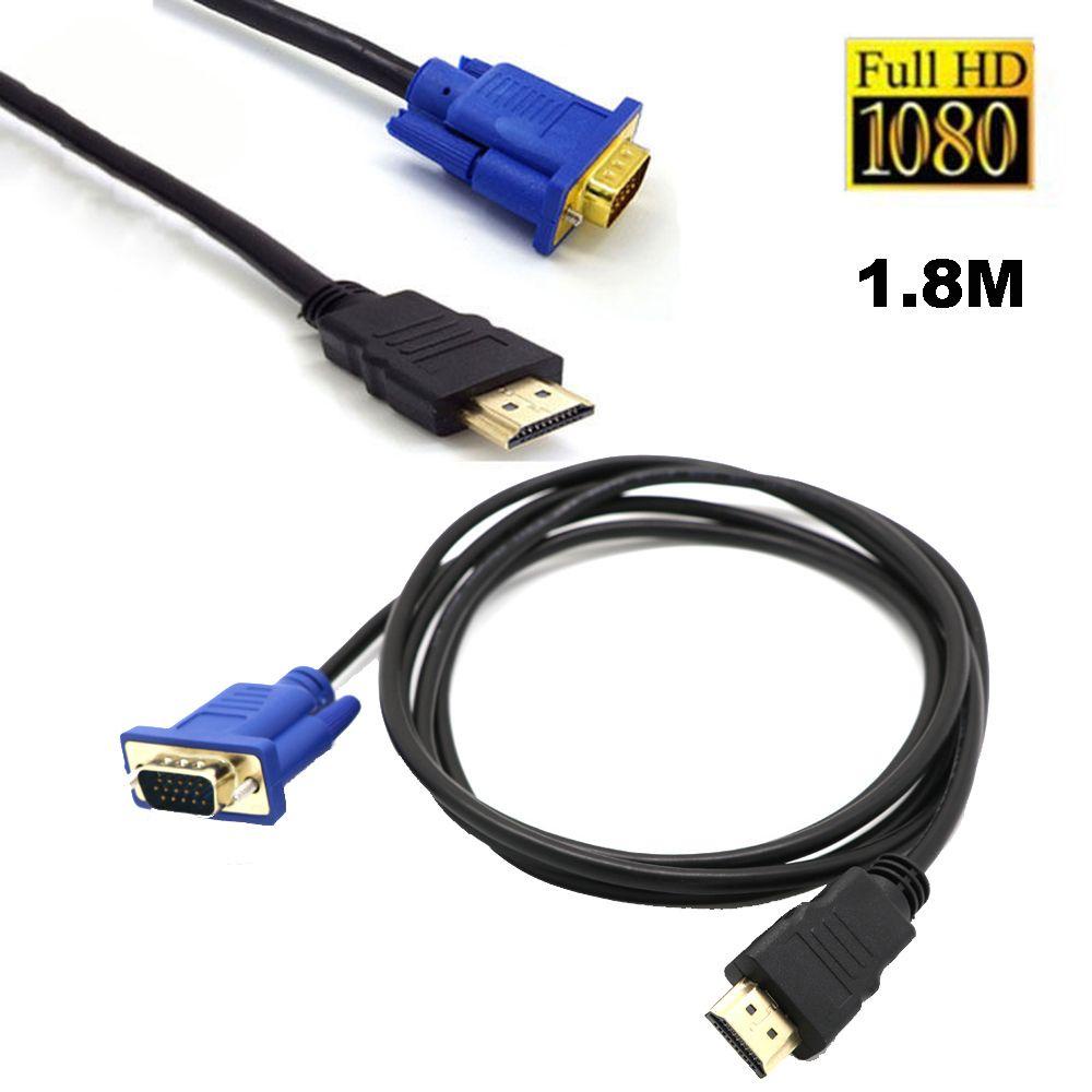 WONDER Kabel Video 1.8M 6FT Bermanfaat Definisi Tinggi Profesional HDMI Ke VGA Untuk HDTV PC Laptop