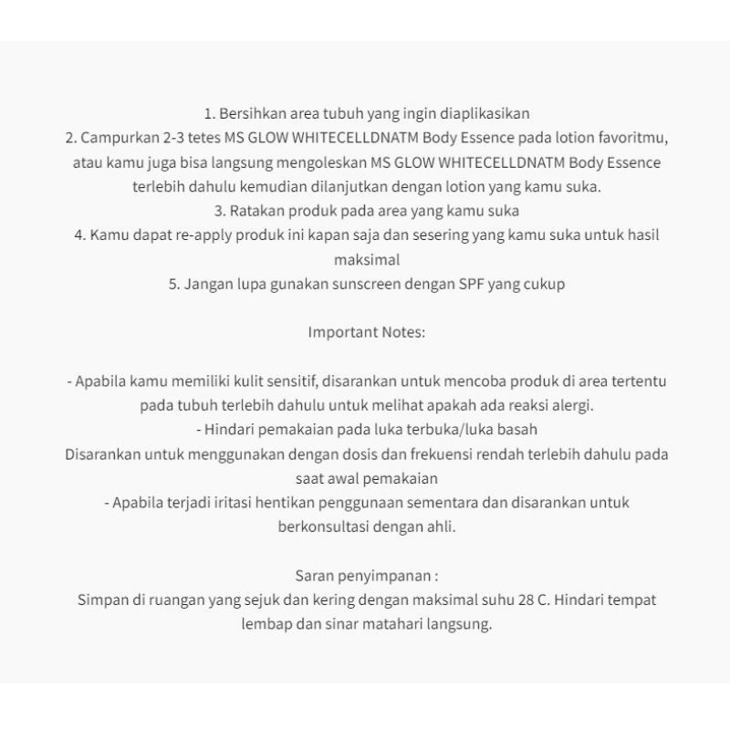White Cell DNA Body Essence MS GLOW / Body Serum Essence DNA Ms glow