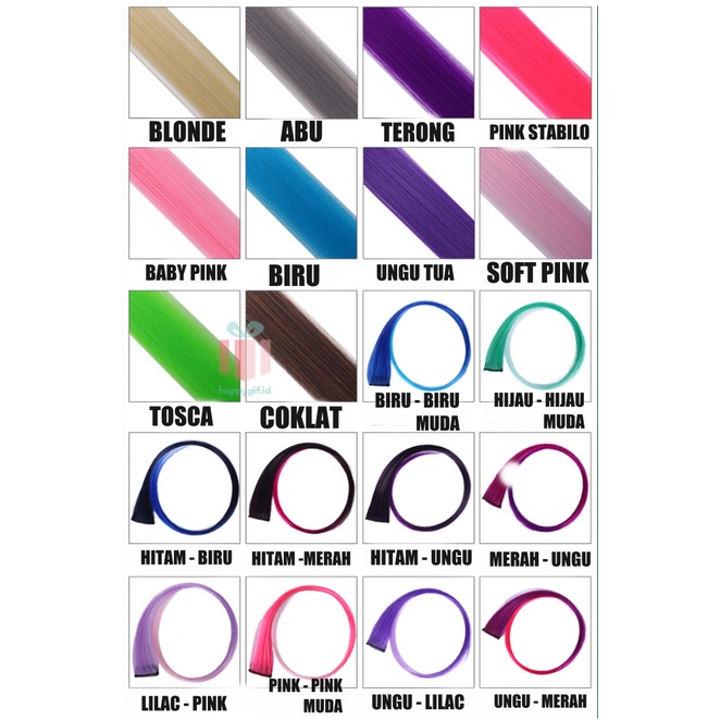 Wig Rambut Palsu Jepit wanita / Hair extention colourful / pemanjang rambut warna warni