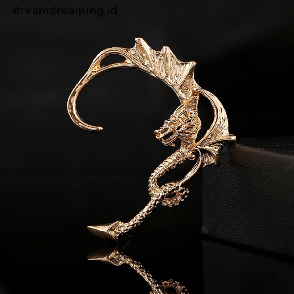 Anting Ear Cuff Bentuk Naga Gaya Retro Gothic Rock Punk Untuk Pria Dan Wanita