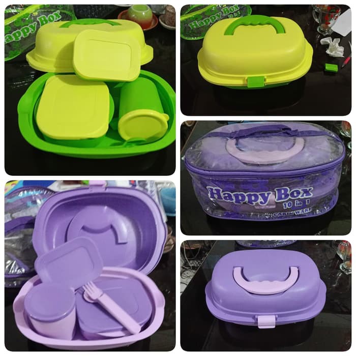 FOOD CONTAINER CARIN/HAPPY BOX CARIN TEMPAT MAKAN BOTOL MINUM SENDOK